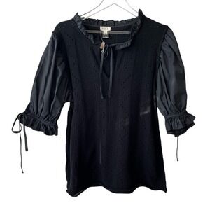 POL The PENELOPE Puff Sleeve Sweater Top black small‎ NWT